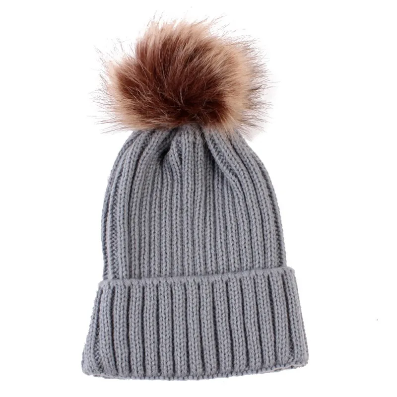 

Baby Hats Real For Baby Boys Girls Children's Winter Hats With Fur Ball On Top Boys Winter Caps