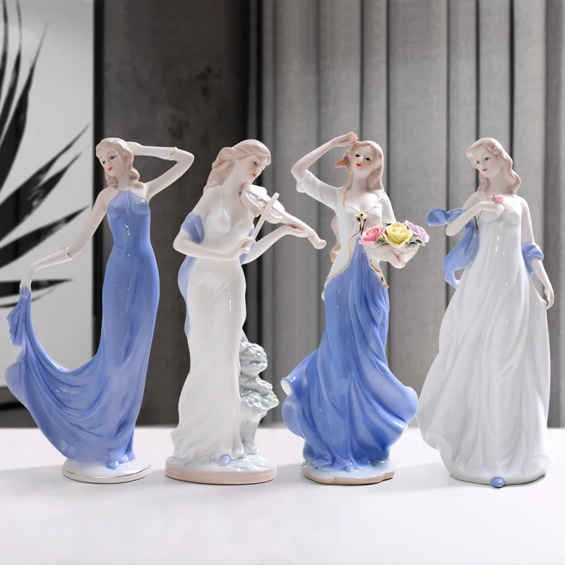 

Western Female Characters Girls Lady Home Decor Ceramic Figurines Art Crafts Coffee Bar Porcelain Ornament Wedding Decoration