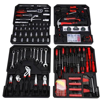 Best 399PCS/Box Hand Tool Set Case Mechanics Kit Box Organize Castors Toolbox Trolley Accessory