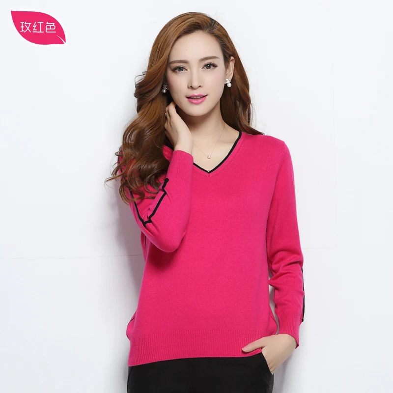 ZEHANGSEA-Women's fashion wool V-neck sweater elegant solid color high-quality sweater office women's basic pullover 12 colors