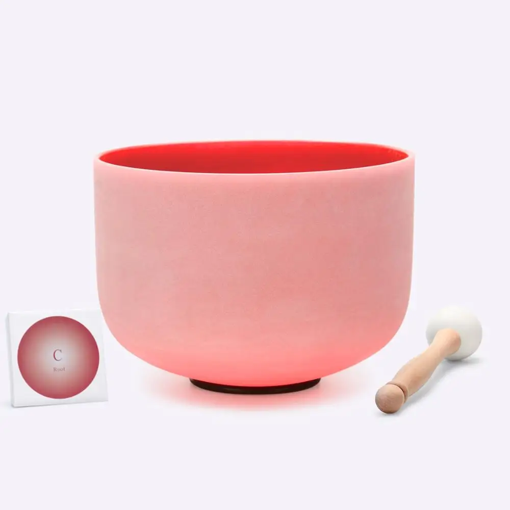 TOPFUND C Root Chakra Frosted Red Colored Quartz Crystal Singing Bowl