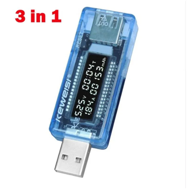 8 в 1 lcd QC 2,0 3,0 USB ток детектор напряжения цифровой вольтметр Амперметр зарядное устройство Емкость тестер метр power Bank черный синий - Цвет: 3 in 1 Blue