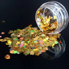 1 коробка Блестящий золотистый акриловый порошок кристаллический полимер дизайн ногтей строитель Ложные бусины для ногтей искусство бу полимер инструменты в форме сердца
