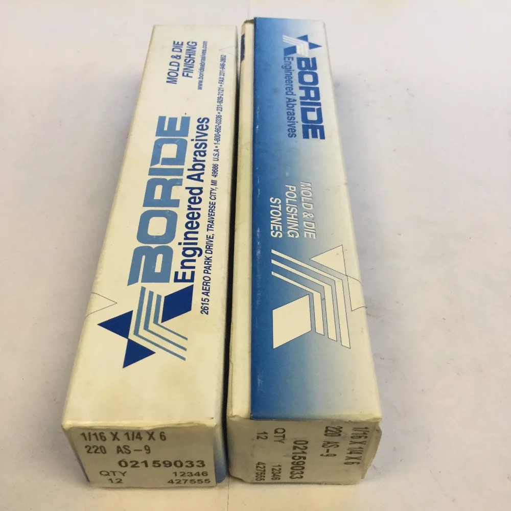 

Free Shipping 1/16*1/4*6" AS-9 220# Original USA Boride Engineered Abrasive Tools Mold & Die Polishing Stones 12Pcs/Box