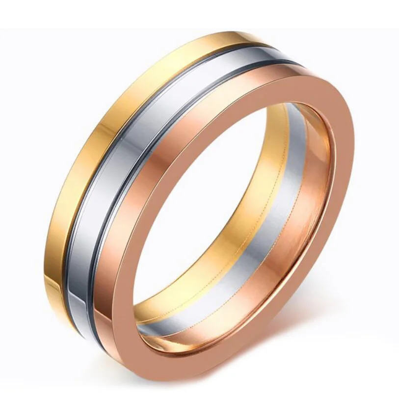 

Simple Three-Color Colorful Ring Fashion stainless steel jewelry rings