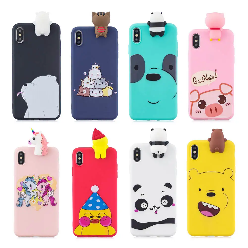 Силиконовый чехол для iphone 7 мягкий из ТПУ с 3D рисунком единорога свиньи медведя