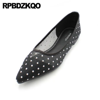 

sandals ladies beautiful flats shoes black large size breathable china fashion pointed toe polka dot women designer plus mesh