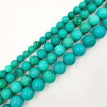 LII Ji краска, бусы из Натуральной Бирюзы 8 10 12 14 мм, Приблизительно 39 см, сделай сам, ожерелье, браслет