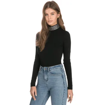 

Black High-collar Bottom Shirt, Women's All-round Self-cultivation, Long-sleeved Shirt, Chic Fashion T-shirt and One-piece Suit