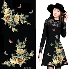 3D Spitze Patch Stoff Pfingstrose Blume Applique Spitze Gestickten Blumen Bühne Kleidung DIY Zubehör