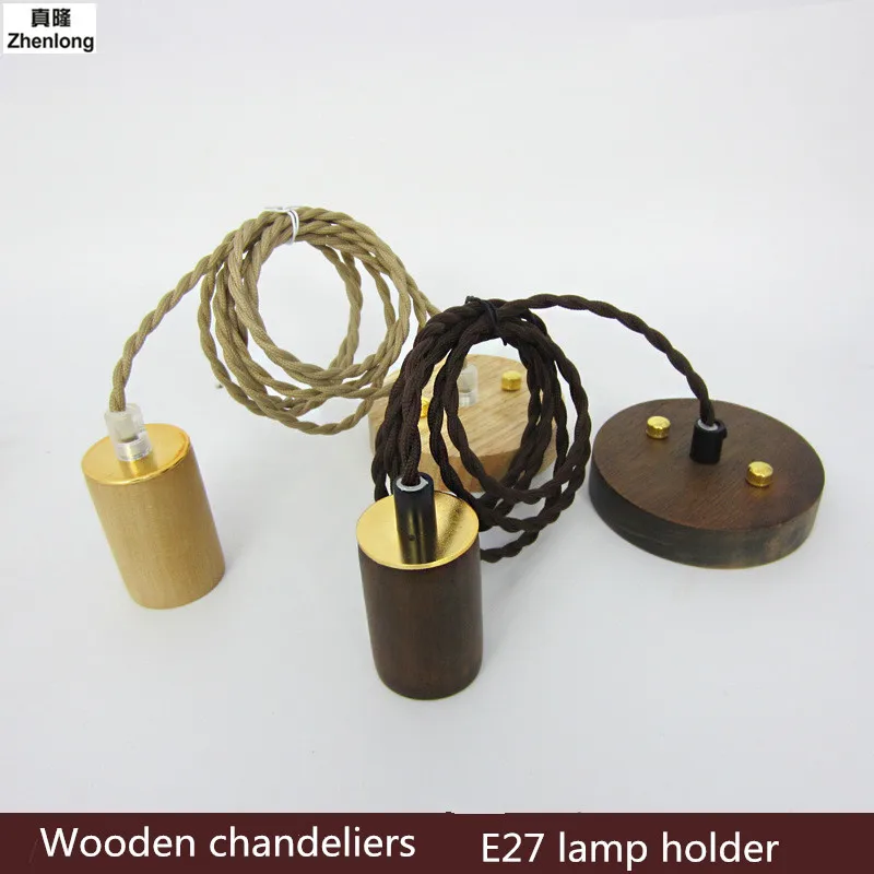 

E27 Retro Vintage Wooden Pendant Light Lamp Loft Creative Personality Industrial Lamp Edison Bulb American Style For Living Room