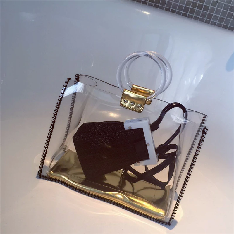 

Bolsas Feminina Real Soft Transparent Bag 2018 New European And American Circle Handbags Jelly Large Capacity Diagonal Shoulder