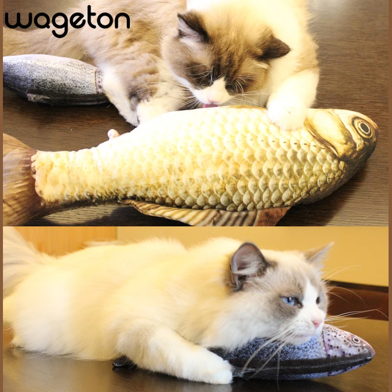 

Catnip Toys Wageton Simulation Fish Shape Pet Doll Chew Scratch Pillow Squeaky Kitty Kitten Cat Toy Accessories Supplies