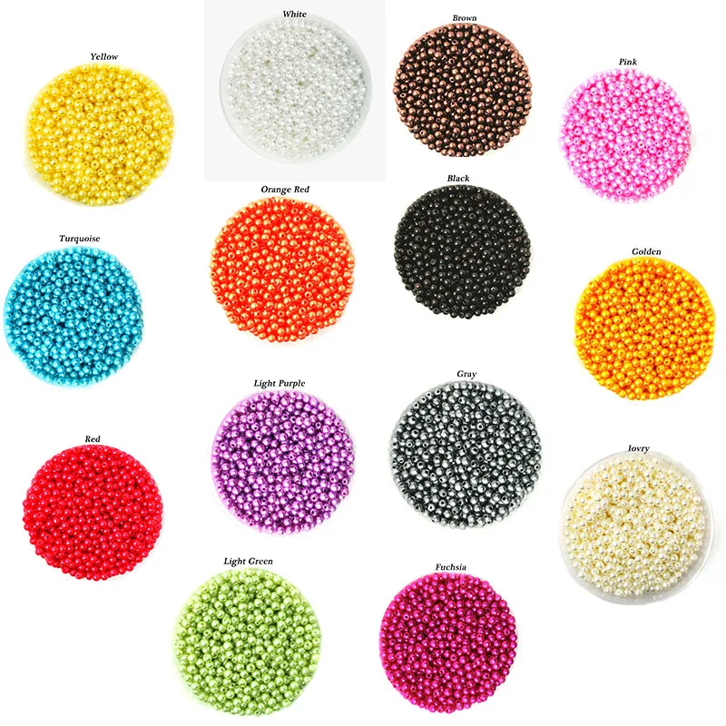 

4mm 1000pcs ABS Pearls Beads Round Imitation Plastic Pearls Beads For Jewelry Making Bracelet DIY Jewelry Findings Accessories