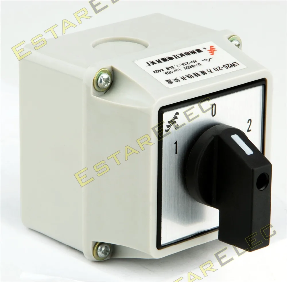 

25A Changeover Switch 1-0-2 1P 4 terminals with IP65 protective box waterproof switch 3 position