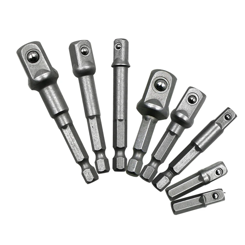3pcs/ 8pcs Hex Shank Socket Adapter Extension Set 1/4 3/8 1/2 Chrome Vanadium Steel Socket Connection Drill Bits Power Tools