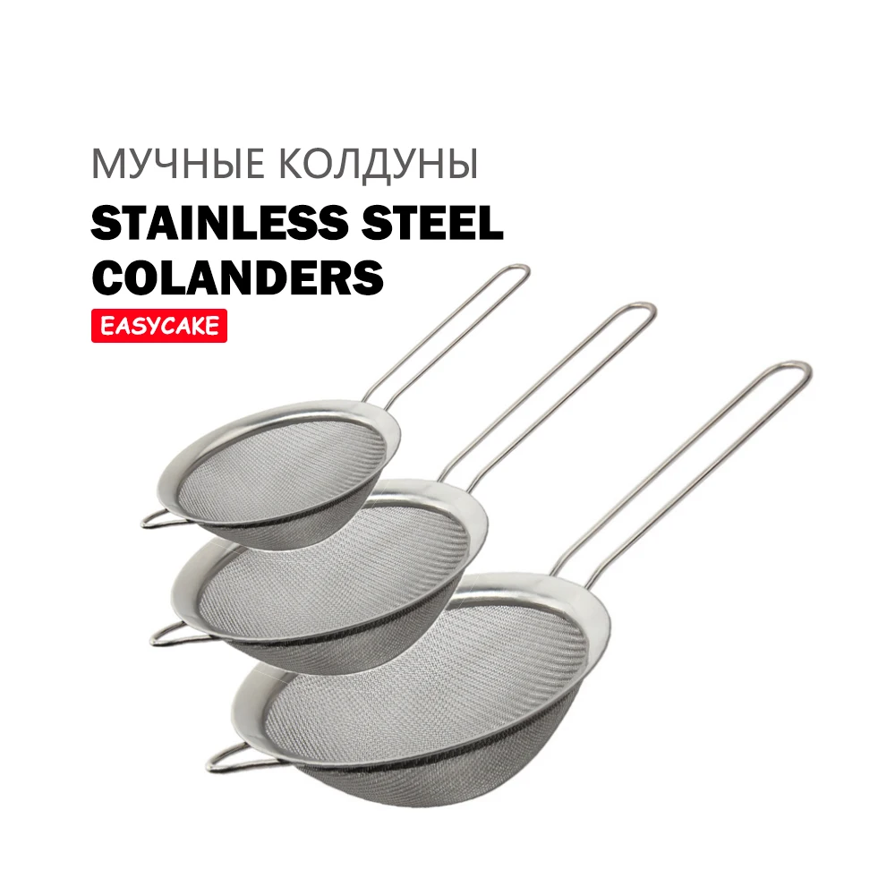 

5.5/8/12/14cm Optional Kitchen Stainless Steel Flour Tea Strainer Mesh Colander Sieve Filter Sifter