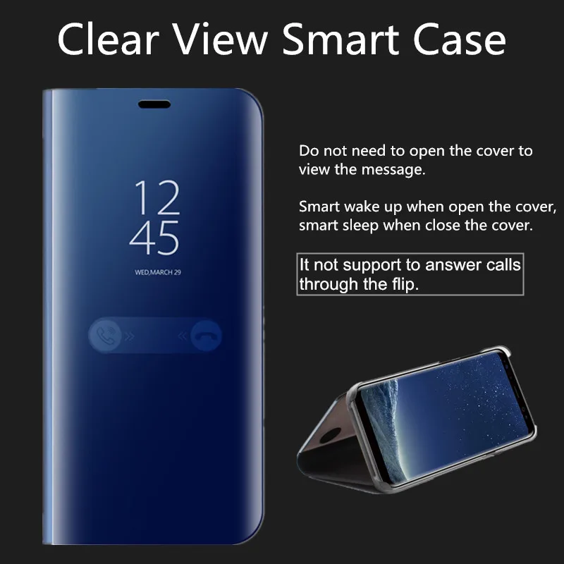For Samsung S8 Clear View Flip Cases Electroplating Mirror Cell Phone Case For Samsung Galaxy S8 Cover Coque Funda (8)