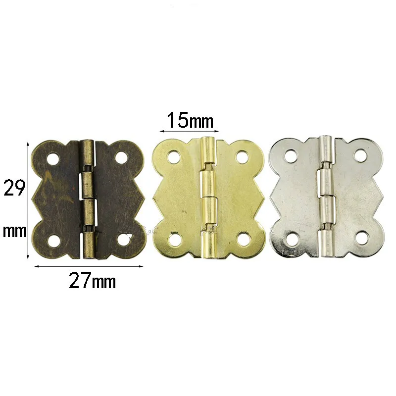 29x27mm Exterio 90 Degree Diy Box Silver Hinges Antique Butterfly