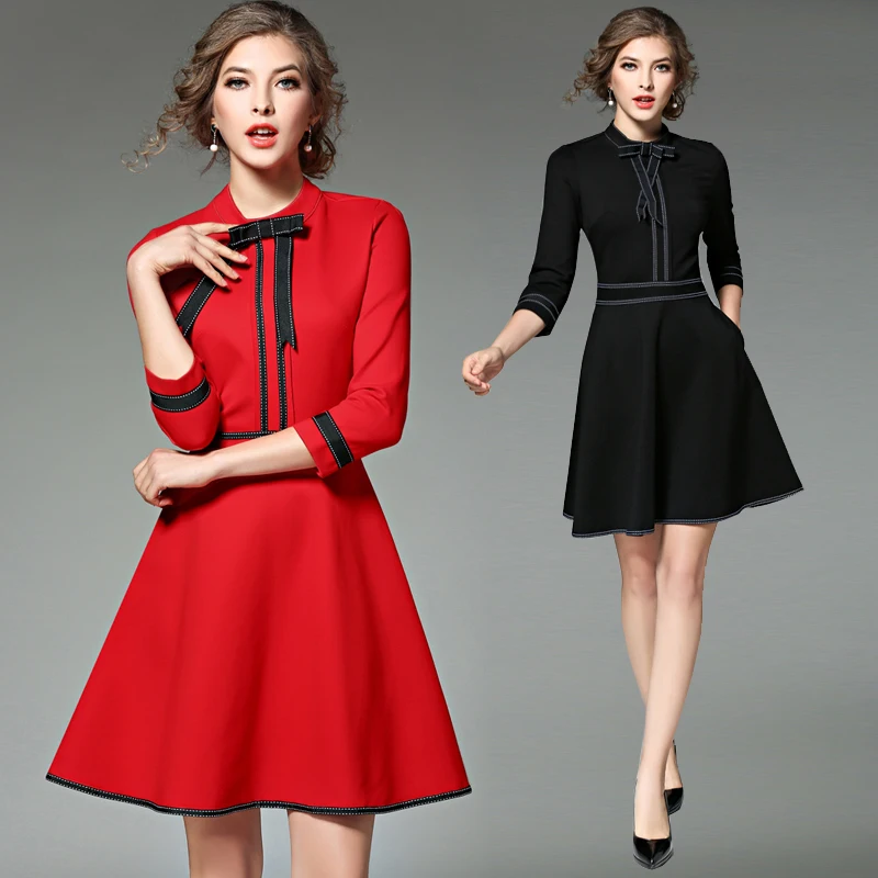 Новинка женское модное красное рождественское платье 2017 Vestidos украинские черные