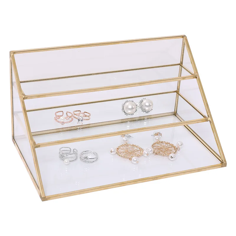 Kaufen Glas Make Up organizer Bad Kosmetische veranstalter mit goldenen bedeckt rand Bleistift Box Parfüm make up tools Lippenstift veranstalter