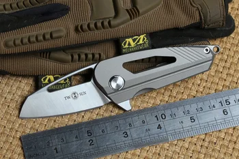 

TWO SUN TS08 D2 blade Tactical Flipper ball brearing folding knife titanium camping hunt Pocket knives outdoor Survival EDC Tool