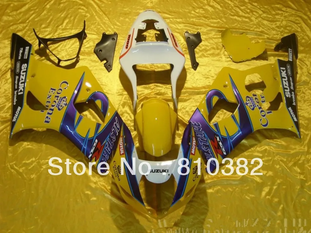 

Injection Mold Fairing kit for SUZUKI GSXR1000 03 04 GSXR 1000 GSX-R1000 K3 2003 2004 Corona yellow blue ABS Fairings set SD47