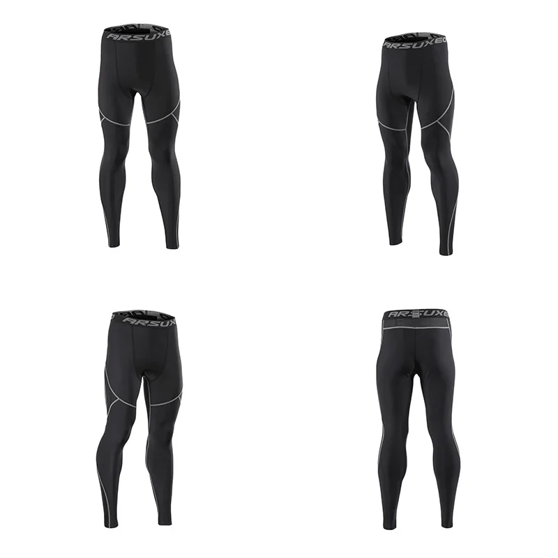 ARSUXEO, мужские зимние компрессионные штаны для бега, колготки, спортивные тренировочные эластичные леггинсы для фитнеса, флисовые термоштаны U81k