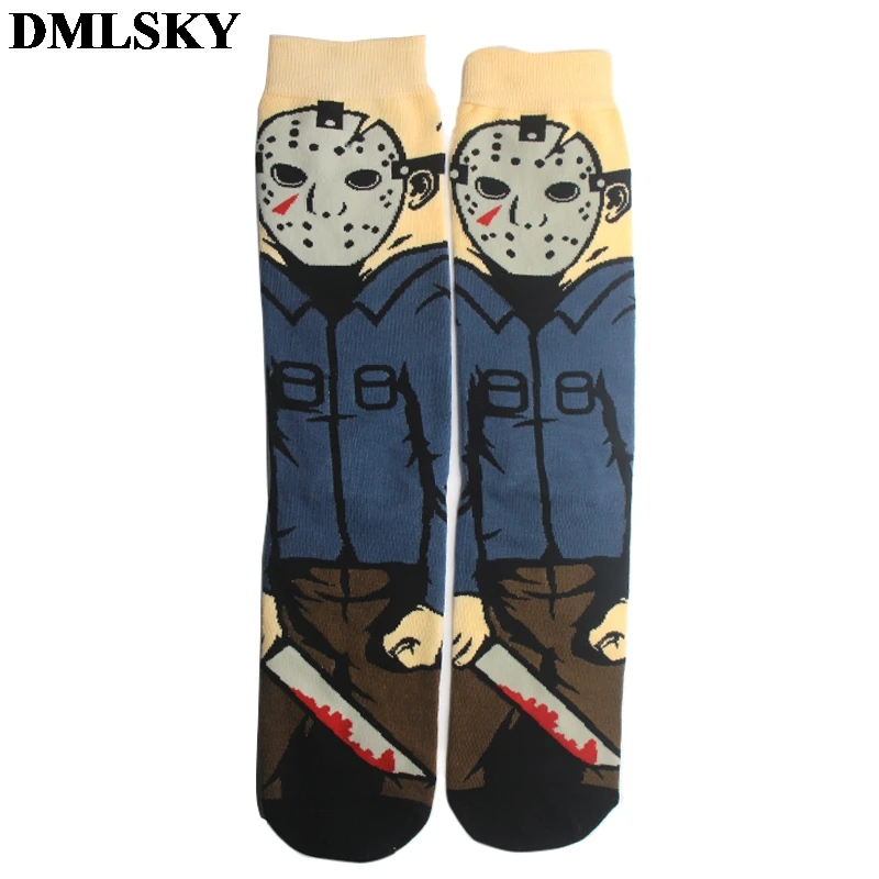 DMLSKY Friday the 13t забавные Женские носочки мужские модные хлопковые носки с 3D принтом носки с рисунками новинка носки M3720