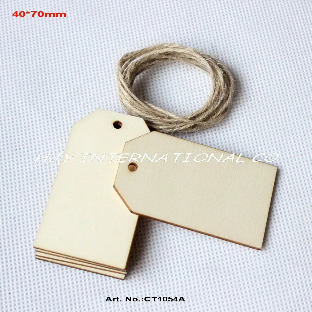 

(14pcs/lot) 40mm x70mm Unfinished natural wood wishing tree tags wedding bridal party gift favor hang tags suppliers-CT1054A