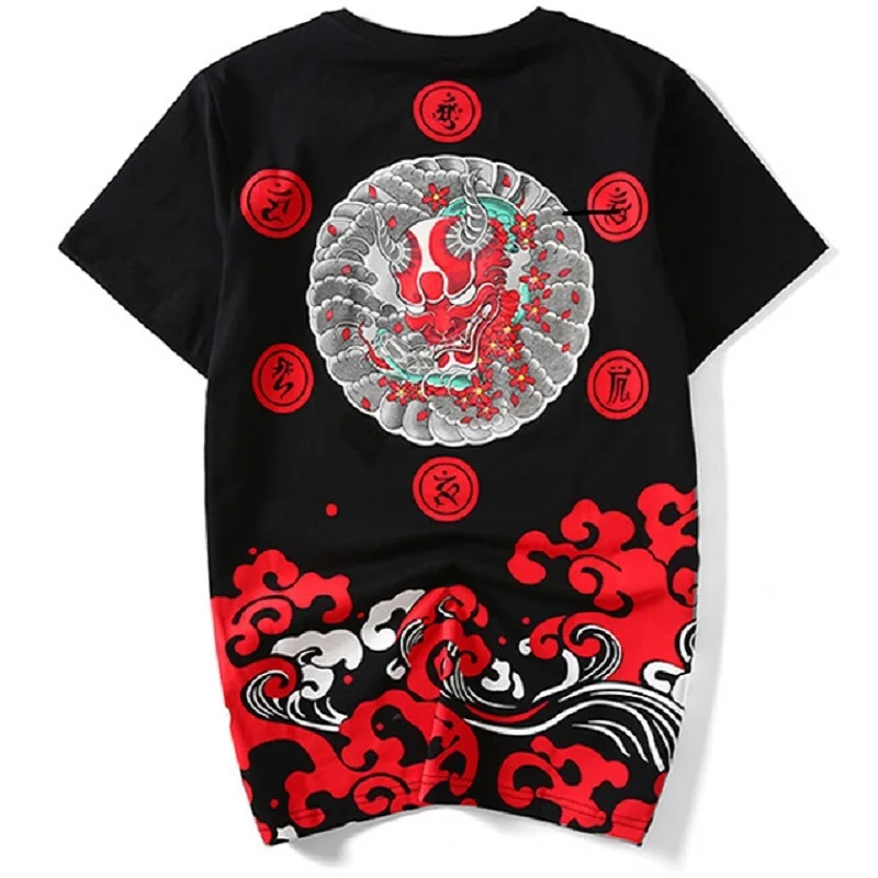 

HZIJUE Men T Shirts Print Devil Japanese ukiyo-e Harajuku Style T-shirts Tshirt Top Tee Plus Size 3XL 4XL 5XL T-shirt