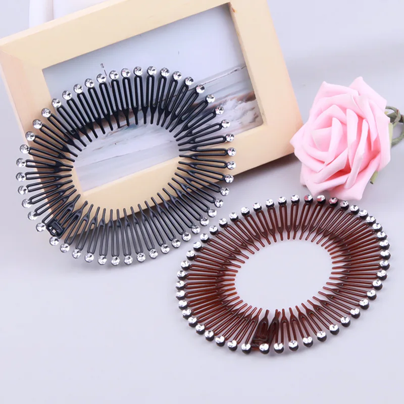 

1PC Plastic Full Circle Stretch Diamond Flexible Comb Teeth Headband Hair Band Clip Face Wash Fixed Hair Accessories Decoration