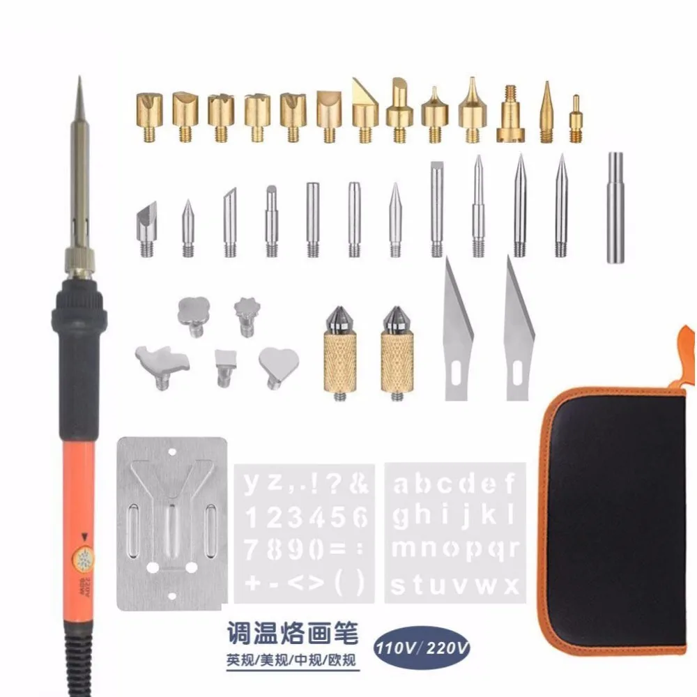 

37Pcs/Set Art Wood Burning Pen Soldering Tool Pyrography Kit Tips DIY Crafts Tools Set #276113