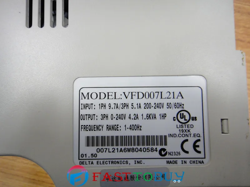 Delta Инвертор VFD частотно регулируемый привод VFD007L21A 1 фаза 220 В 0 75 кВт 1HP ~ 400 Гц резка