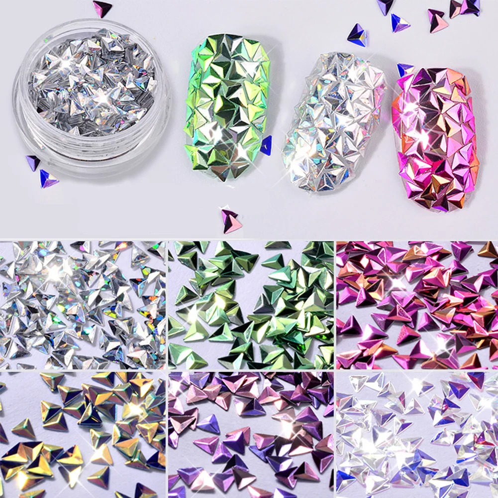6 цветов/набор импортный треугольный Алмаз Блестки трехмерные разноцветные блестки блестящее женское красивое украшение ногтей
