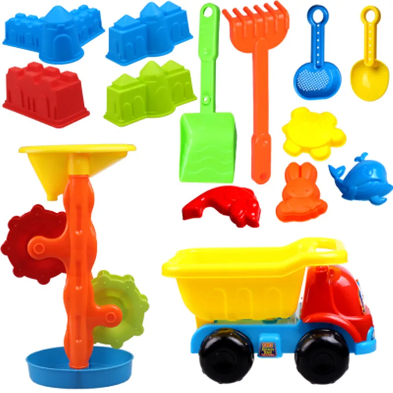 Childrens Sand Digging Tool Set With Beach Car And Hourglass_voghion.com