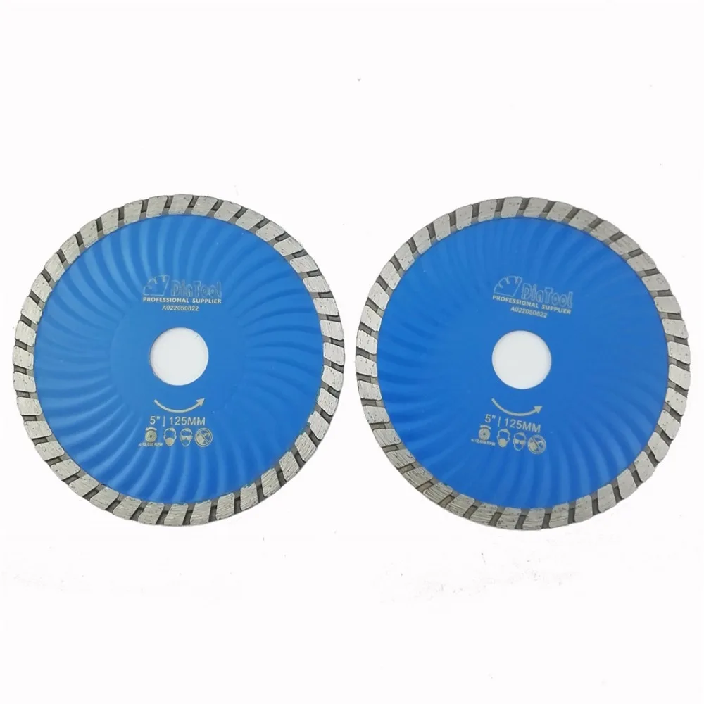 DIATOOL 2pcs 5" Diamond Blades For Stone & Concrete Cutting 125mm Hot Pressed Diamond Turbo Blade