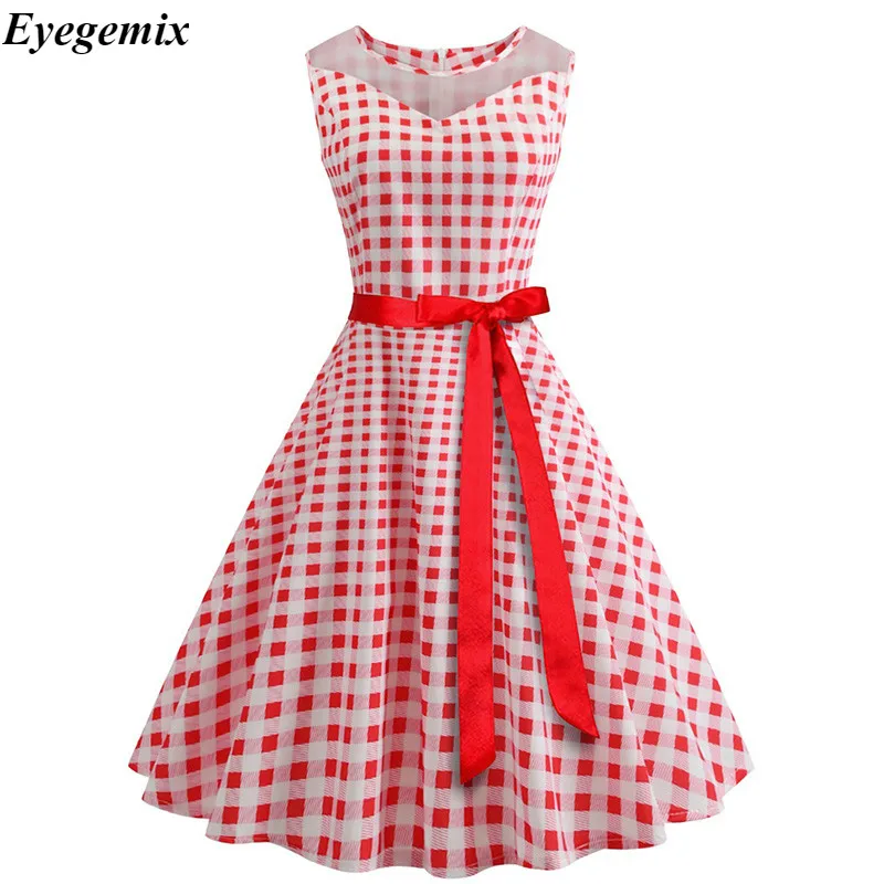 ShejoinSheenjoy Retro Sleeveless Women's Dress Summer V-Neck Bow Elegant Pink Party Dress Pretty Slim Ladies Fashion Dresses (4)