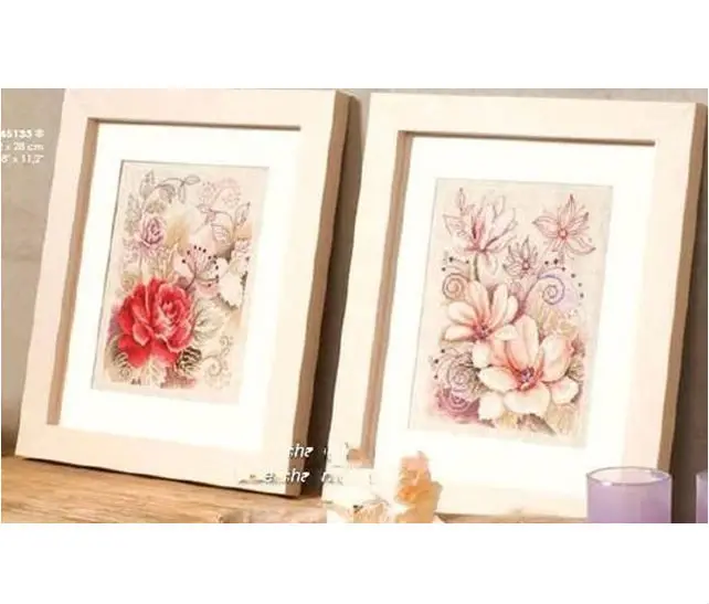

Embroidery Package Cross Stitch Kits Unopen New Luxurious Total 2 Pieces Flowers DIY Handicraft Embroidery Kit Free shipping