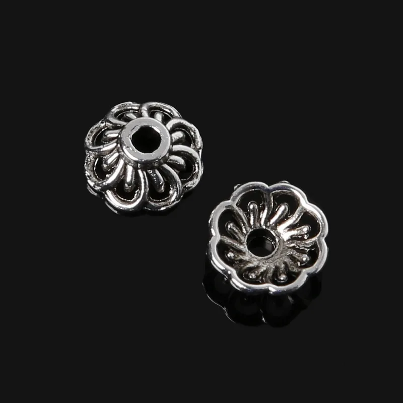 

New arrival 28pcs/lot Antique Silver Plated 9*4mm Flower Metal Loose Spacer Bead Caps Jewelry Findings For DIY Jewelry Making