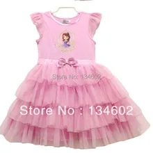 Новое дизайнерское детское Праздничное Платье милое платье принцессы Софии без рукавов с бантом для девочек, 5 шт./партия