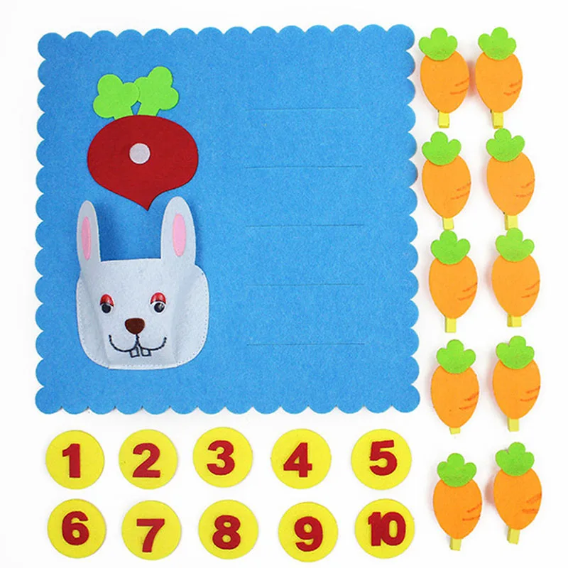  Pretty Flower Cat & Rabbit Clip Number Early Leanring Felt Fabric Children handmade Nonwoven Decora - 32844549261