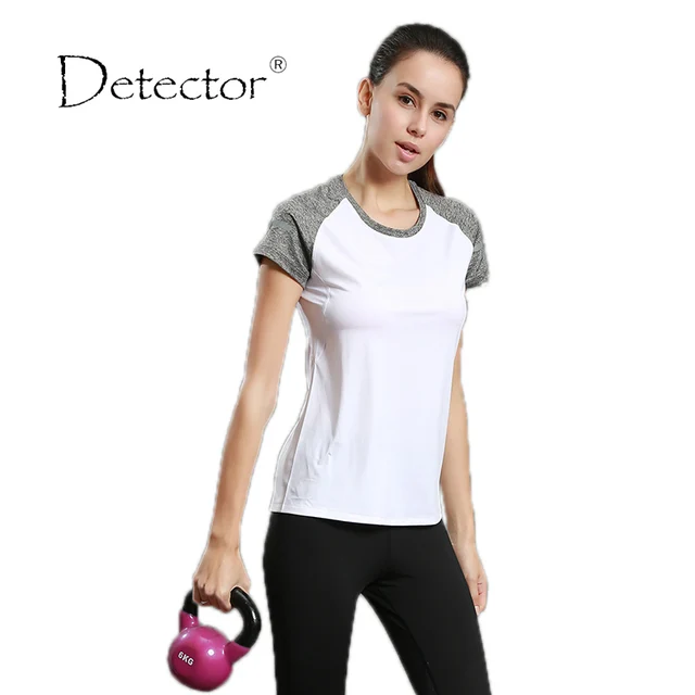 Detector Running Sports T shirt Dry Quick Yoga Gym Top Short-sleeved Fitness Tees Jogging Exercises Woman Tops