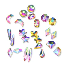 20pcs AB Color Nail Rhinestone Marquise Moon Star Flower Butterfly Manicure 3D Nail Art Decoration for UV Gel Polish DIY