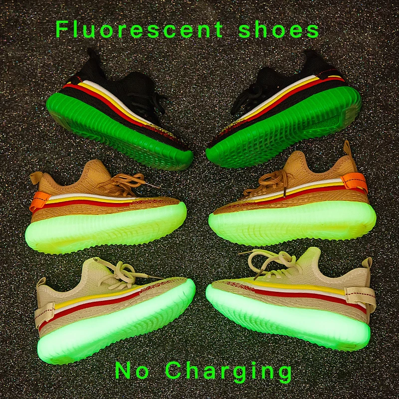 

2019 Children's Shoes New Mesh Sneakers Luminous Boys Shoes Fashion Outdoor Running Shoes Girl Sneakers Teens Big Kids Shoes