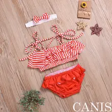 Милые Дети для маленьких девочек набор купальников бикини купальный костюм Пляжная одежда