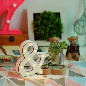 

White Wooden Alphabet Light Decorative Interior Plant Vase Table Decorative Wedding Birthday Gift
