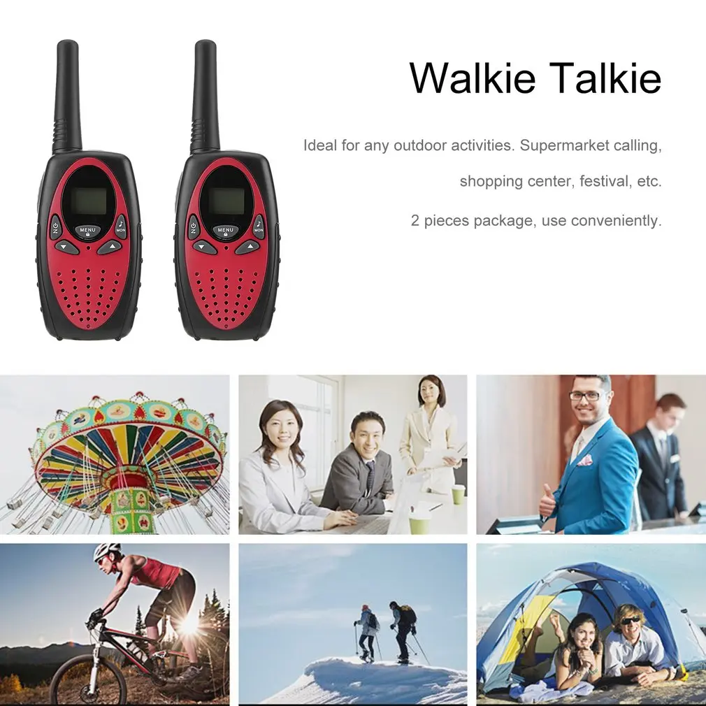 Портативный 2 шт. Walkie Talkie двухстороннее радио беспроводной переговорный с ЖК-экраном дисплей Регулируемый регулятор громкости Зажим для ремня