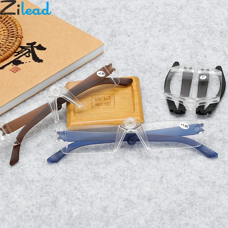 

Zilead Ultralight TR90 Foldable Rotation Portable Reading Glasses Framelesss Resin Presbyopic Eyeglasses For Women&Men Unisex