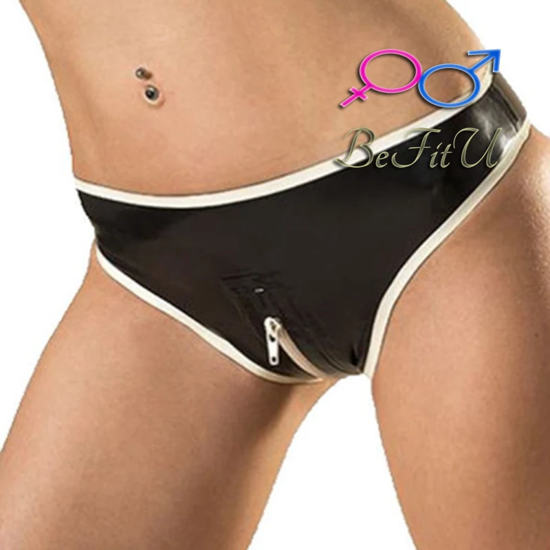 

latex shorts for women fetish T briefs sexy underpants with crotch zipper